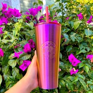💗NEW✨Starbucks Fall 2022 ‘PVD Siren’ Pink Yellow Oil Slick Metallic SS Tumbler